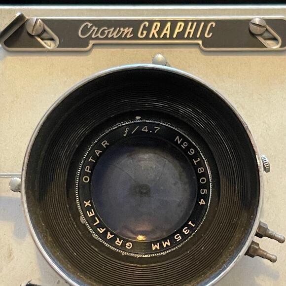 VTG Graflex Crown Graphic 4x5 Large Format Camera With Graflex Optar 135mm Lens - Picture 4 of 12
